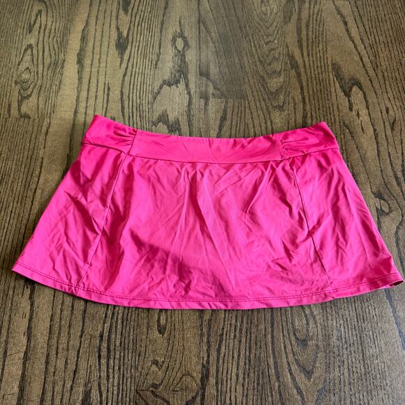 Athleta Womens Solid Pink Swim Skirt Bikini Bottom Attached Brief Size Medium - Picture 2 of 9